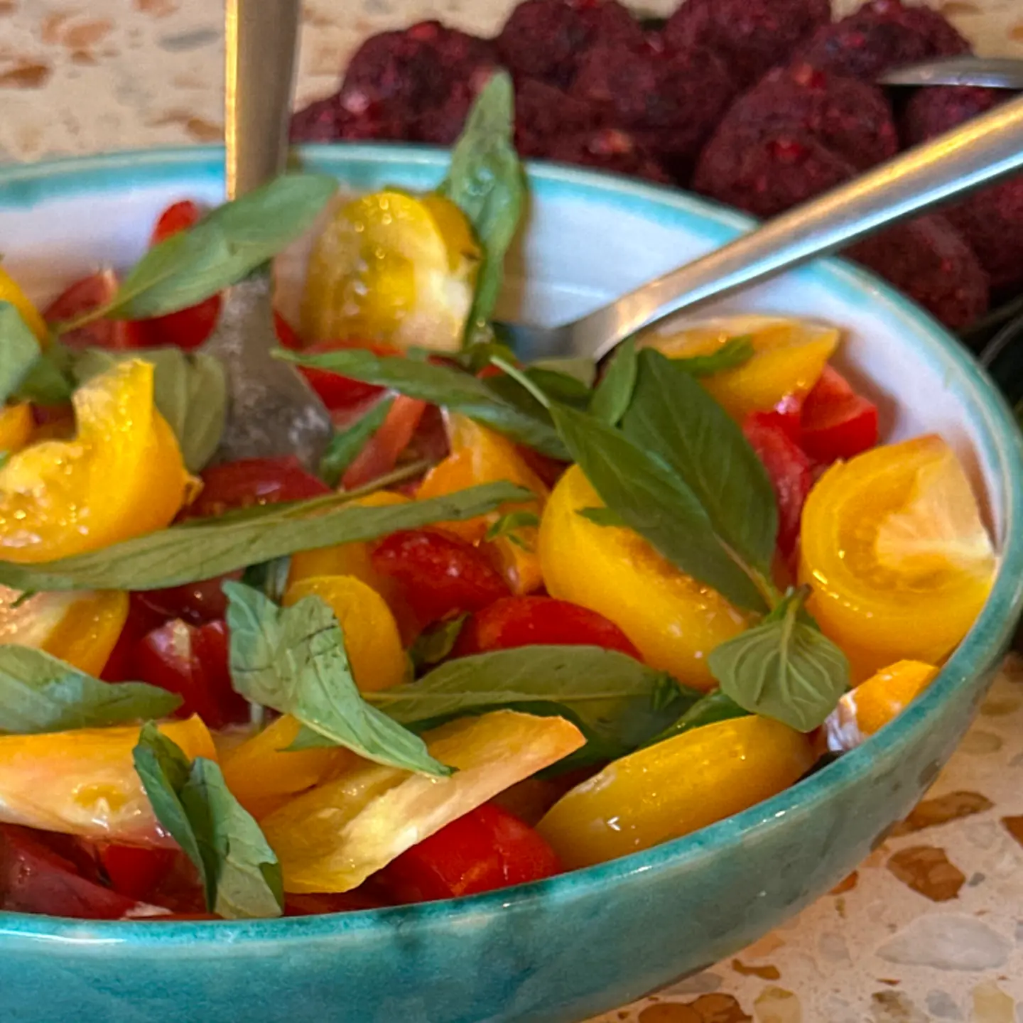 salad and spoon