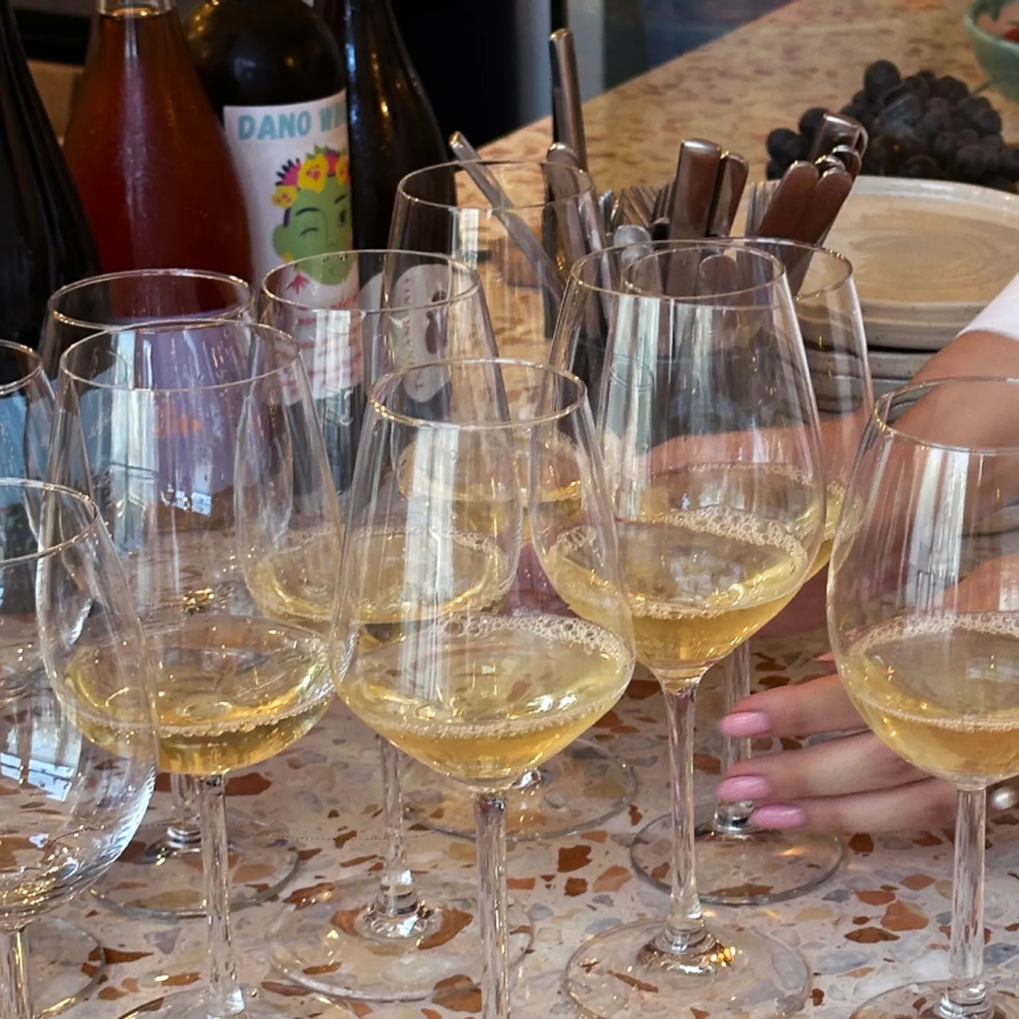 wine in glasses